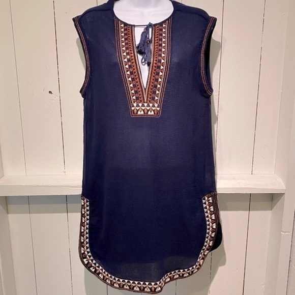 NEW J. Crew Blouse Tank Aztec XS Cotton Blouse Top Navy Southwest Vibe - Picture 15 of 15